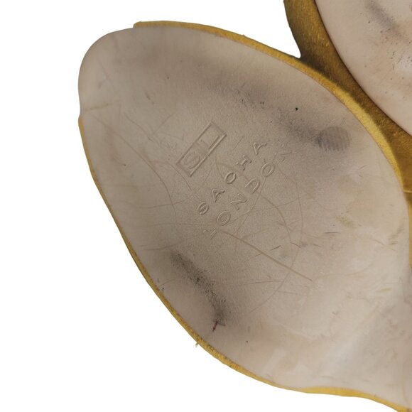 Sacha London Mustard Yellow Suede Leather Upper Slingback Heeled Sandals With Cu - Picture 5 of 11